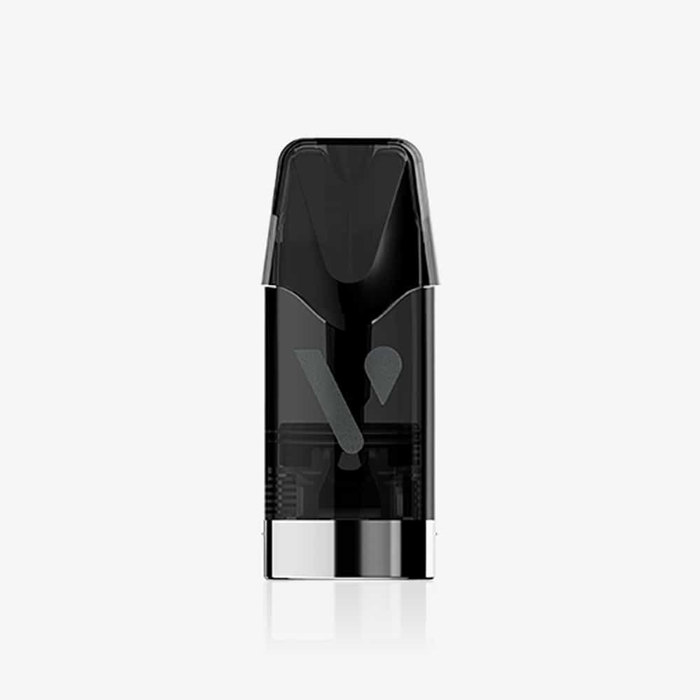 A close-up of a black and transparent Vuse Pro ONE Bar Menthe Ice cigarette électronique pod cartridge with a metallic base, displayed against a plain white background.
